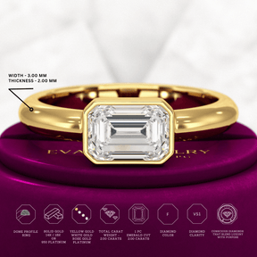 2 Carat Emerald Cut Bezel Set Lab Grown Diamond Solitaire Ring - Evara Jewelry LLC