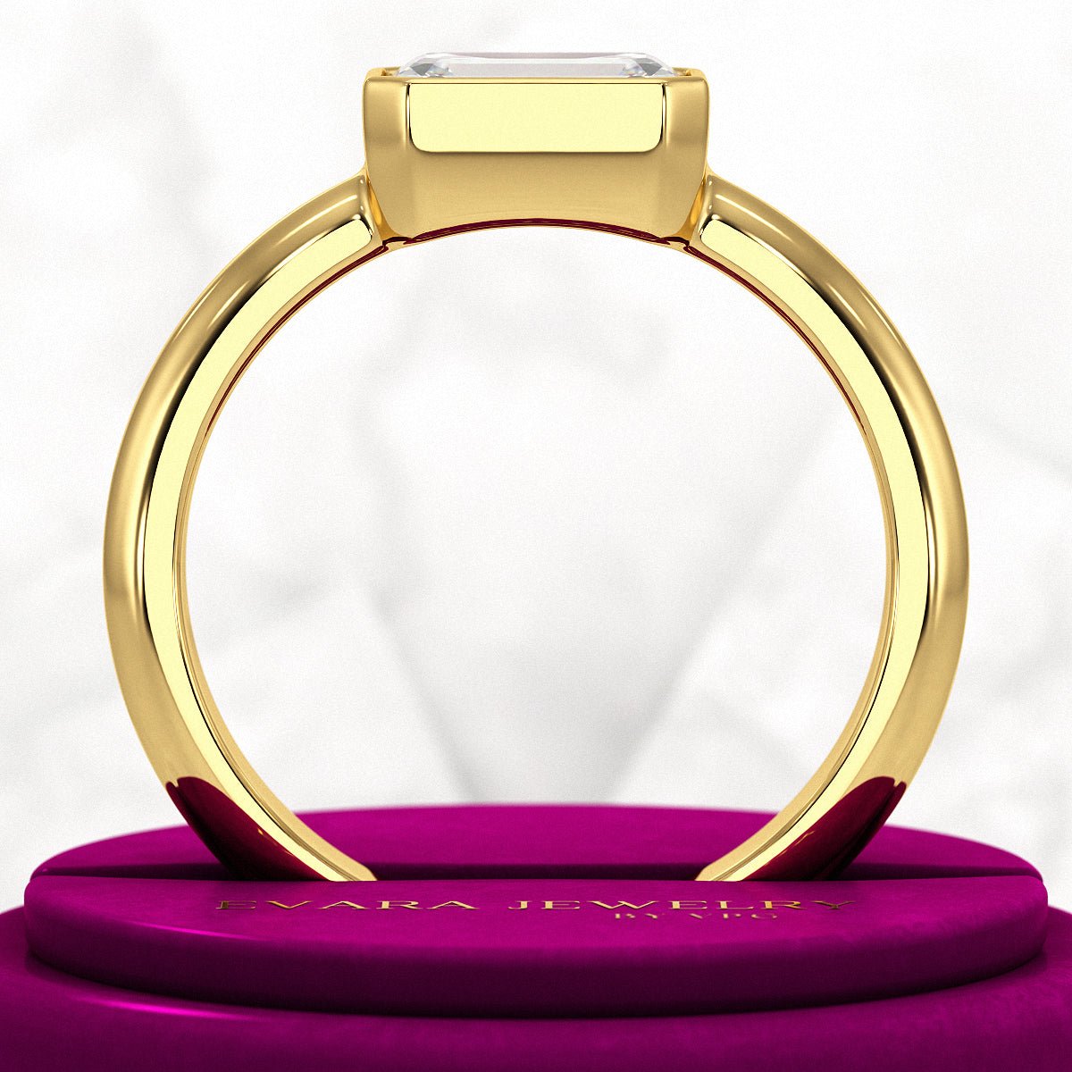 2 Carat Emerald Cut Bezel Set Lab Grown Diamond Solitaire Ring - Evara Jewelry LLC