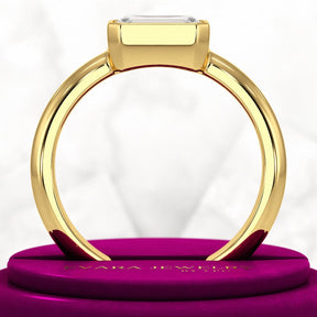 2 Carat Emerald Cut Bezel Set Lab Grown Diamond Solitaire Ring - Evara Jewelry LLC