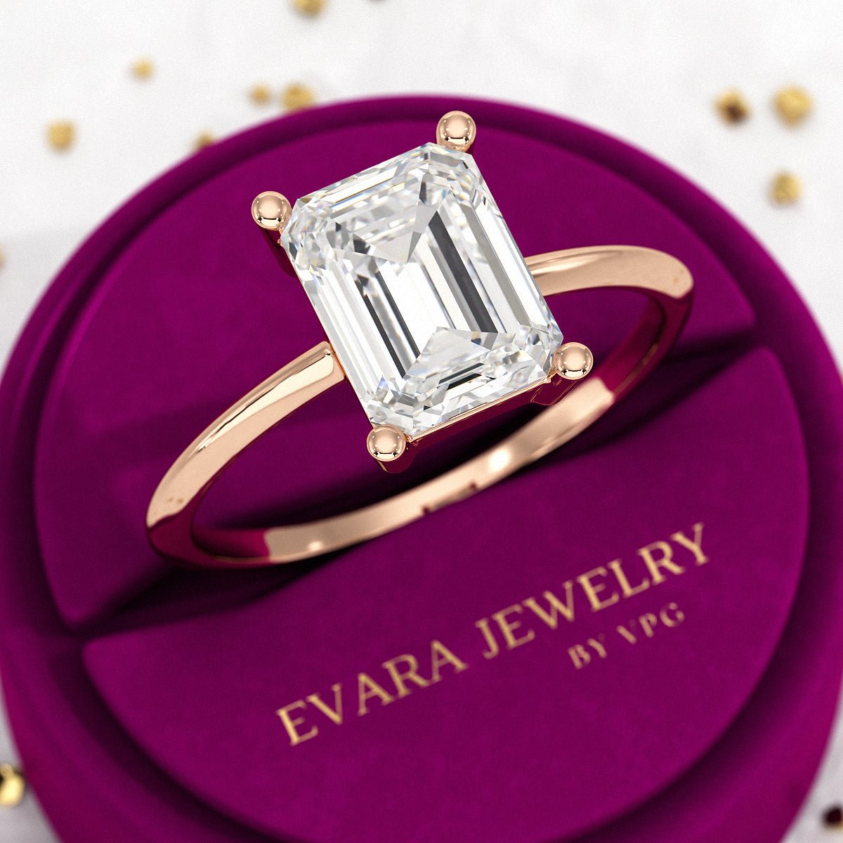 2 Carat Emerald Cut Diamond Knife Edge Solitaire Engagement Ring - Evara Jewelry LLC