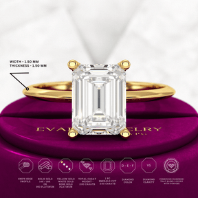 2 Carat Emerald Cut Diamond Knife Edge Solitaire Engagement Ring - Evara Jewelry LLC