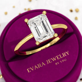 2 Carat Emerald Cut Diamond Knife Edge Solitaire Engagement Ring - Evara Jewelry LLC
