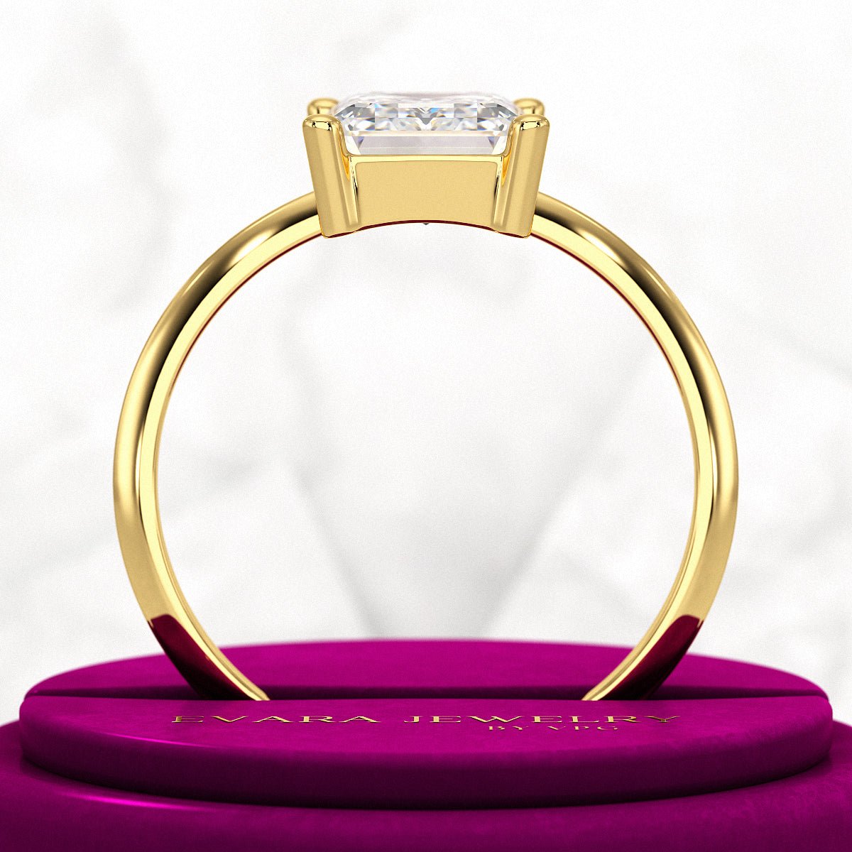 2 Carat Emerald Cut Diamond Knife Edge Solitaire Engagement Ring - Evara Jewelry LLC