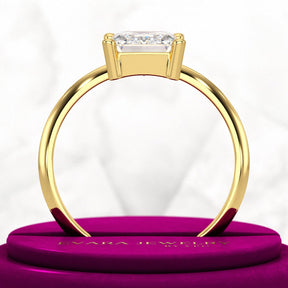 2 Carat Emerald Cut Diamond Knife Edge Solitaire Engagement Ring - Evara Jewelry LLC