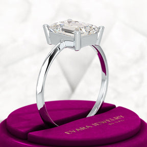 2 Carat Emerald Cut Diamond Knife Edge Solitaire Engagement Ring - Evara Jewelry LLC