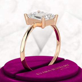 2 Carat Emerald Cut Diamond Knife Edge Solitaire Engagement Ring - Evara Jewelry LLC