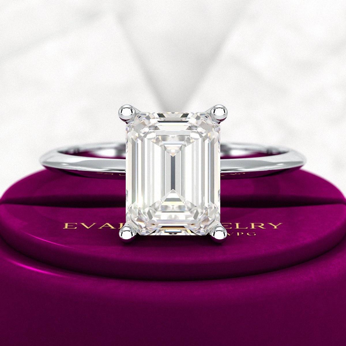 2 Carat Emerald Cut Diamond Knife Edge Solitaire Engagement Ring - Evara Jewelry LLC