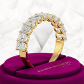 2 Carat Emerald Cut Diamond Narrowed Half Eternity Wedding Band - Evara Jewelry LLC