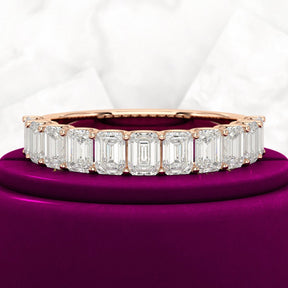 2 Carat Emerald Cut Diamond Narrowed Half Eternity Wedding Band - Evara Jewelry LLC