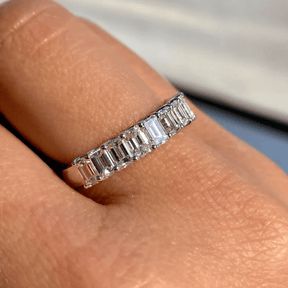 2 Carat Emerald Cut Diamond Narrowed Half Eternity Wedding Band - Evara Jewelry LLC