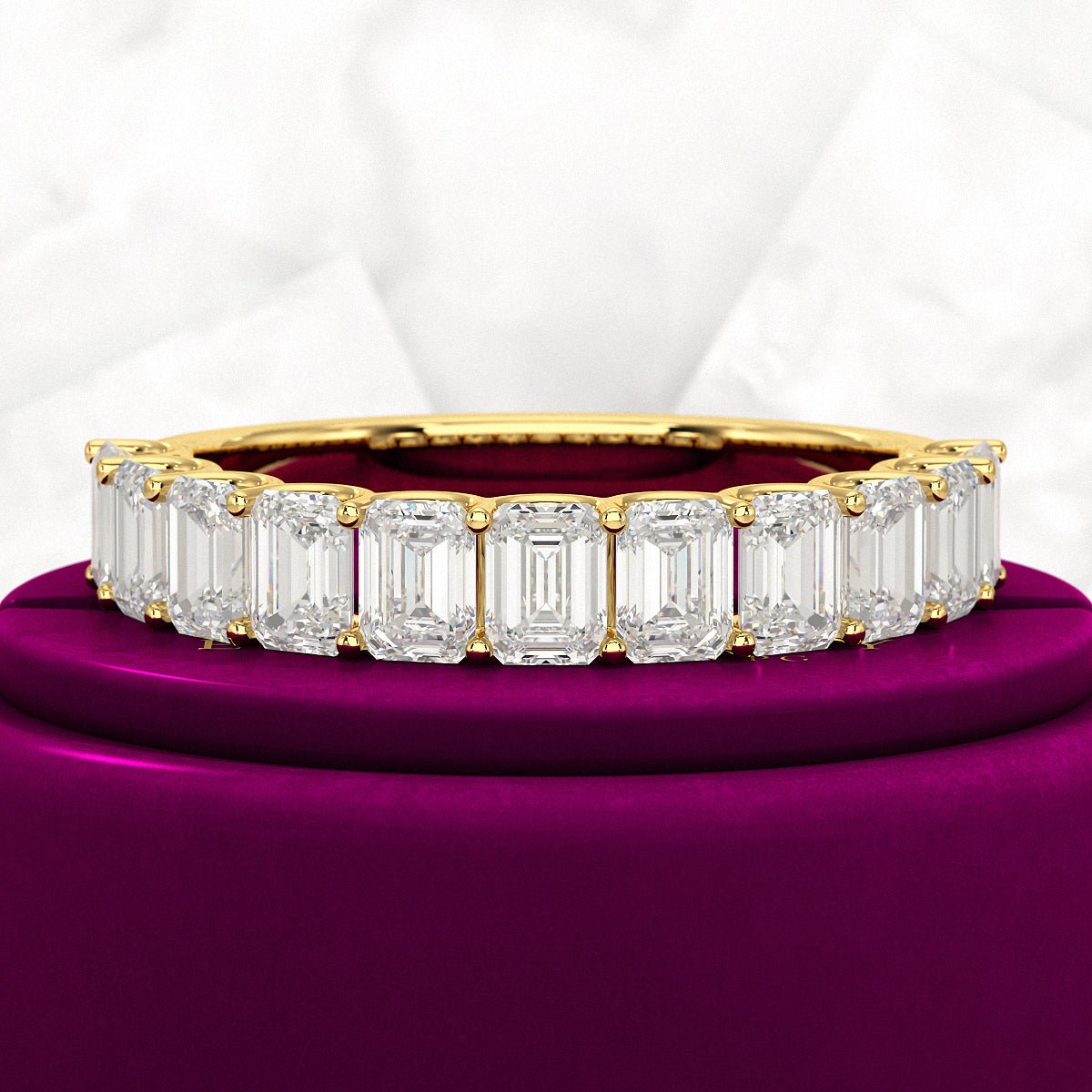 2 Carat Emerald Cut Diamond Narrowed Half Eternity Wedding Band - Evara Jewelry LLC