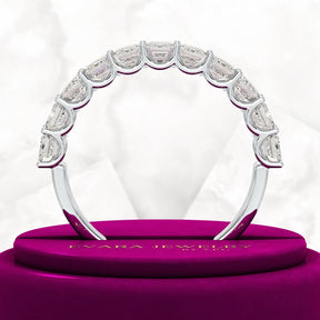 2 Carat Emerald Cut Diamond Narrowed Half Eternity Wedding Band - Evara Jewelry LLC