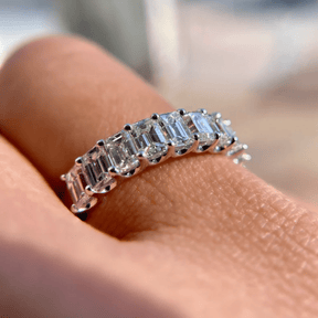 2 Carat Emerald Cut Diamond Narrowed Half Eternity Wedding Band - Evara Jewelry LLC