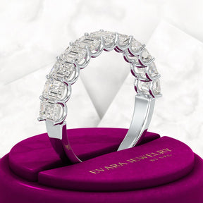 2 Carat Emerald Cut Diamond Narrowed Half Eternity Wedding Band - Evara Jewelry LLC