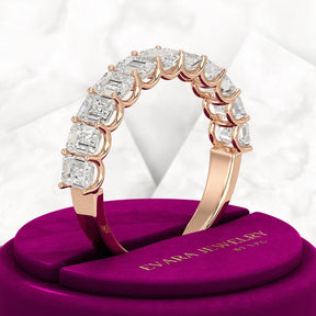 2 Carat Emerald Cut Diamond Narrowed Half Eternity Wedding Band - Evara Jewelry LLC