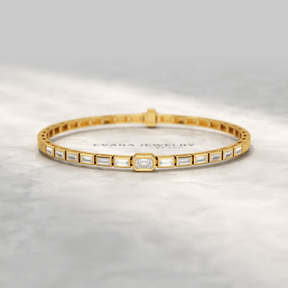 2 Carat Emerald Cut Diamond Tennis Bracelet with Lab Grown Diamonds - Evara Jewelry LLC