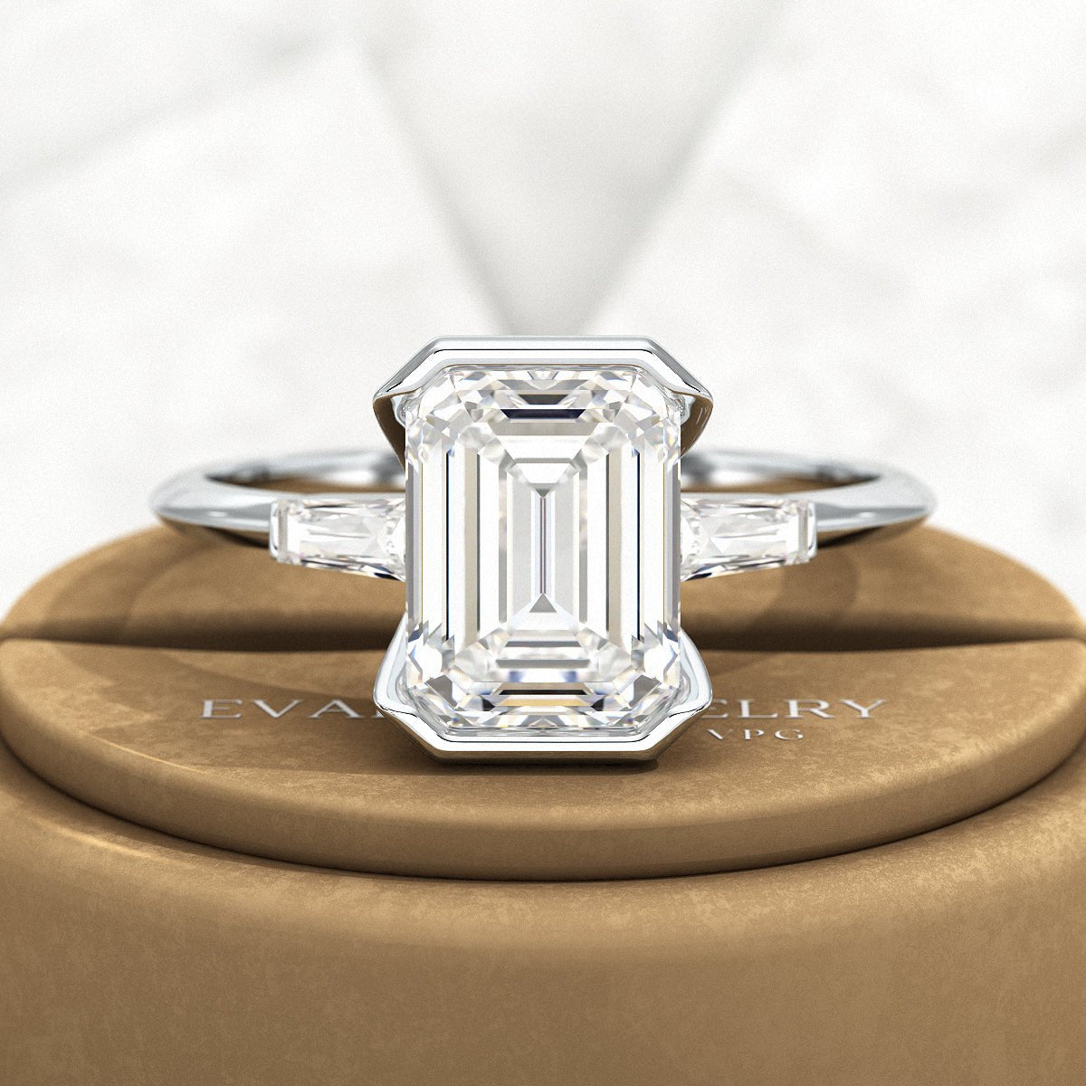 2 Carat Emerald Cut Lab Grown Diamond Anniversary Ring - Evara Jewelry LLC