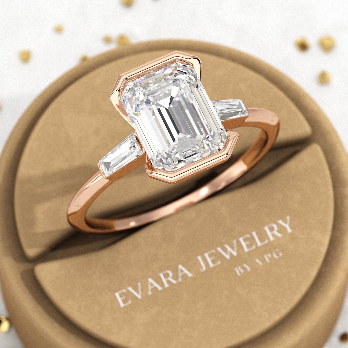 2 Carat Emerald Cut Lab Grown Diamond Anniversary Ring - Evara Jewelry LLC