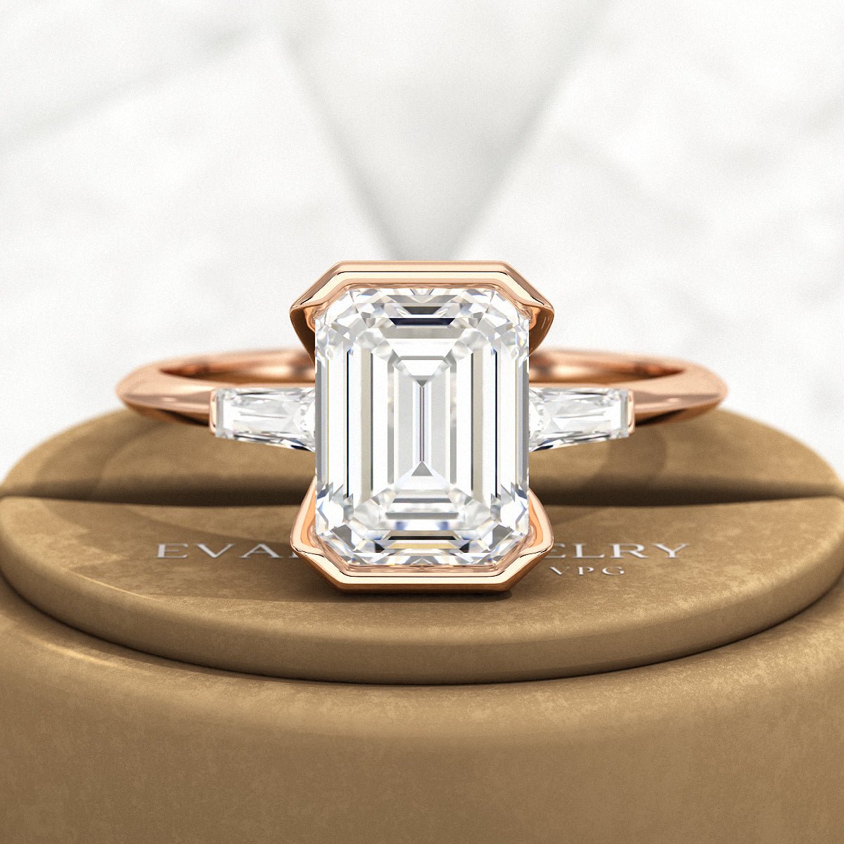2 Carat Emerald Cut Lab Grown Diamond Anniversary Ring - Evara Jewelry LLC