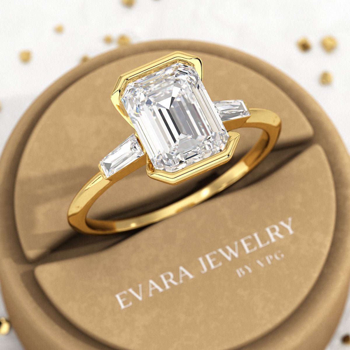 2 Carat Emerald Cut Lab Grown Diamond Anniversary Ring - Evara Jewelry LLC