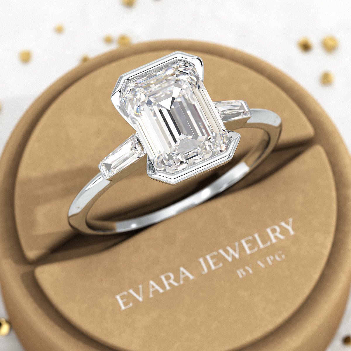 2 Carat Emerald Cut Lab Grown Diamond Anniversary Ring - Evara Jewelry LLC