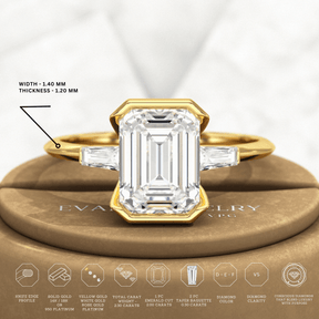 2 Carat Emerald Cut Lab Grown Diamond Anniversary Ring - Evara Jewelry LLC