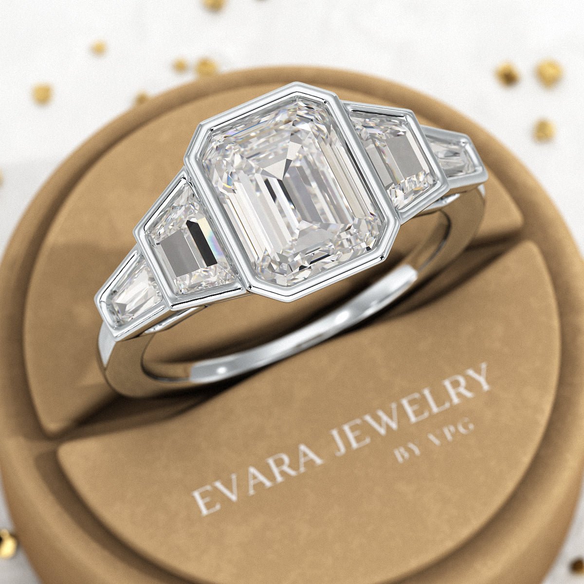 2 Carat Emerald Cut Lab Grown Diamond Engagement Ring - Evara Jewelry LLC