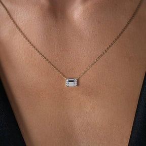 2 Carat Emerald Cut Solitaire Necklace - Evara Jewelry LLC