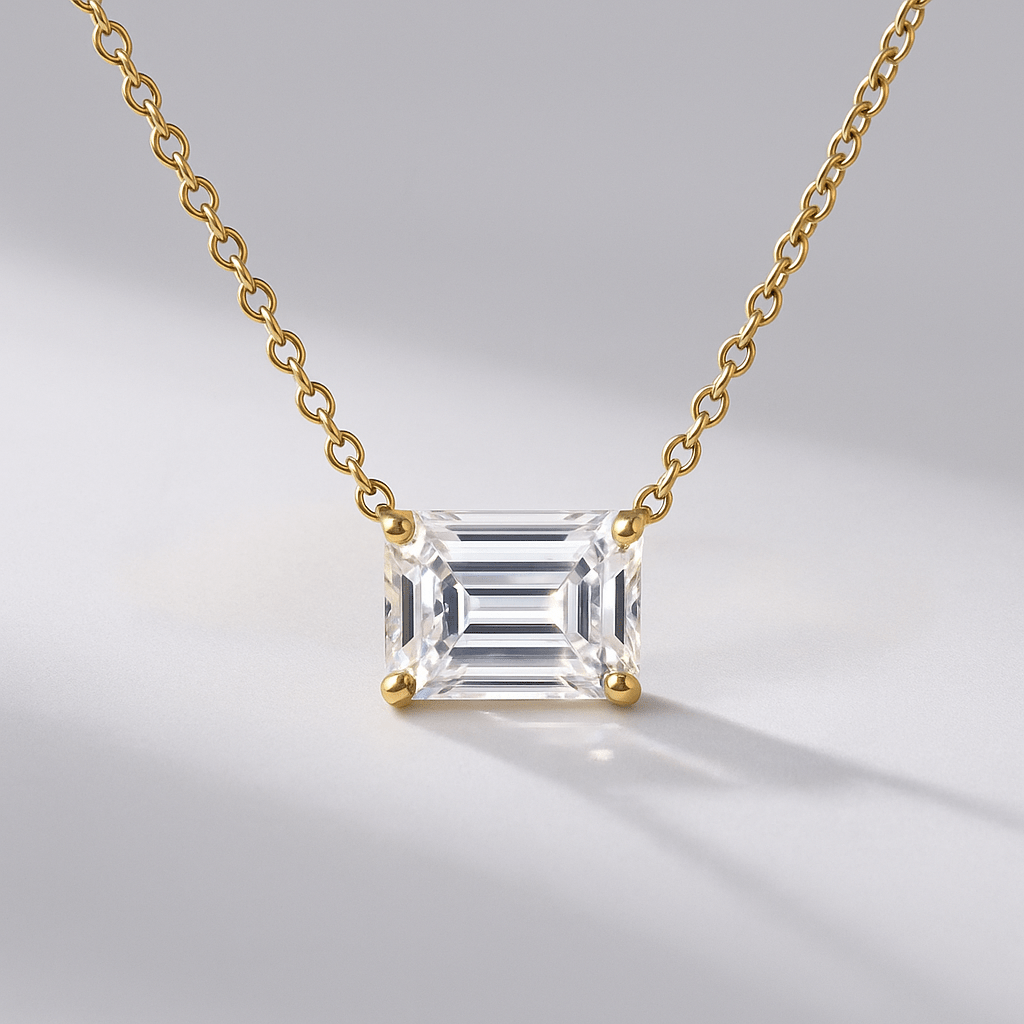 2 Carat Emerald Cut Solitaire Necklace - Evara Jewelry LLC