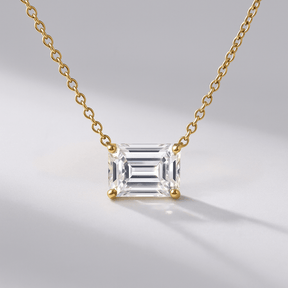2 Carat Emerald Cut Solitaire Necklace - Evara Jewelry LLC