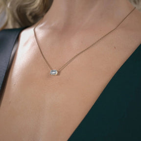 2 Carat Emerald Cut Solitaire Necklace - Evara Jewelry LLC