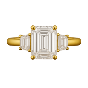 2 Carat Emerald Cut & Trapezoid Three Stone Engagement Ring - Evara Jewelry LLC
