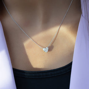 2 Carat Heart Diamond Prong Set Pendant Necklace for Women - Evara Jewelry LLC
