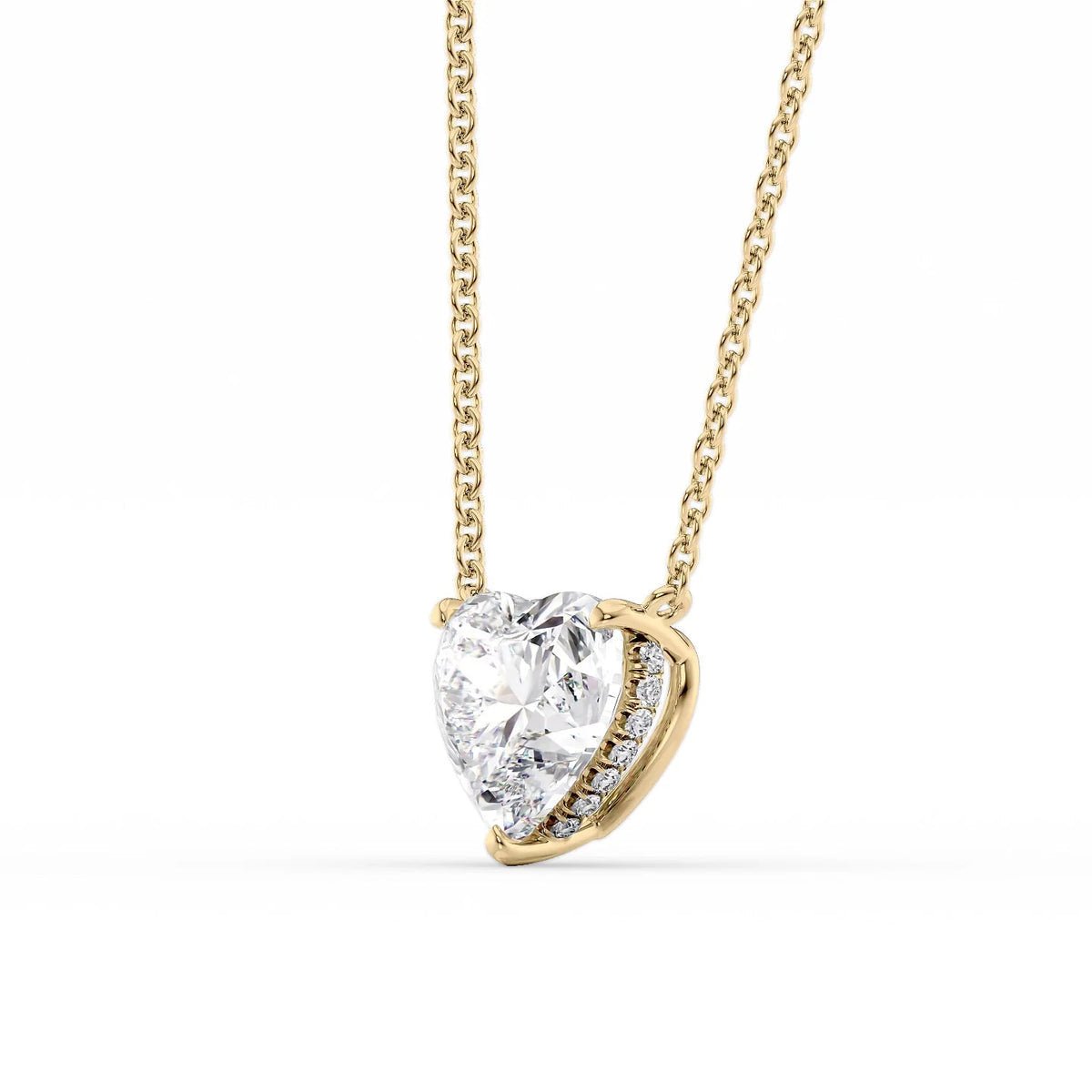 2 Carat Heart Hidden Halo Diamond Solitaire Pendant Necklace - Evara Jewelry LLC