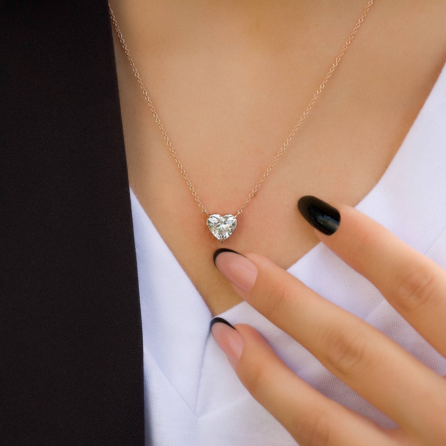 2 Carat Heart Hidden Halo Diamond Solitaire Pendant Necklace - Evara Jewelry LLC