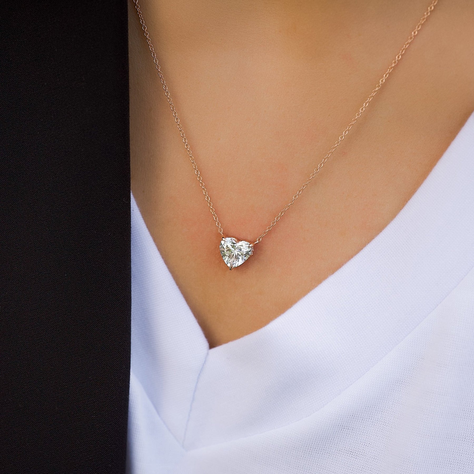 2 Carat Heart Hidden Halo Diamond Solitaire Pendant Necklace - Evara Jewelry LLC