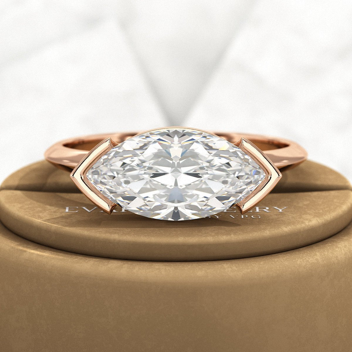 2 Carat Marquise Cut East West Diamond Proposal Ring - Evara Jewelry LLC