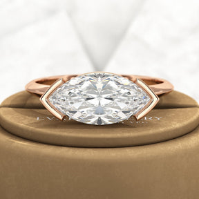 2 Carat Marquise Cut East West Diamond Proposal Ring - Evara Jewelry LLC