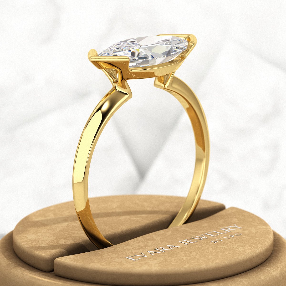 2 Carat Marquise Cut East West Diamond Proposal Ring - Evara Jewelry LLC