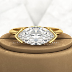 2 Carat Marquise Cut East West Diamond Proposal Ring - Evara Jewelry LLC