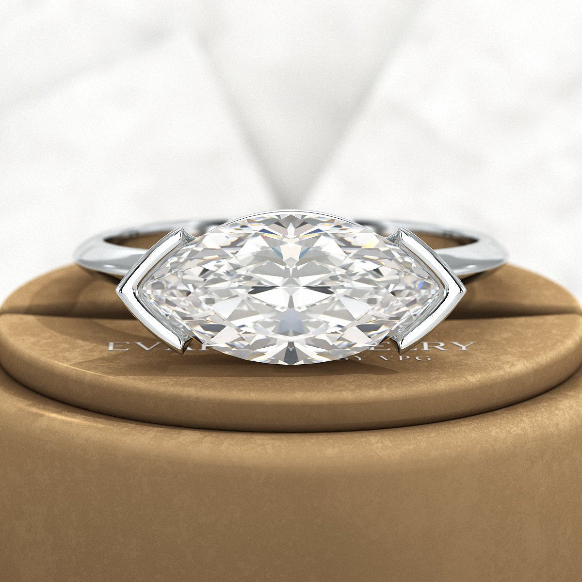 2 Carat Marquise Cut East West Diamond Proposal Ring - Evara Jewelry LLC