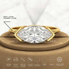 2 Carat Marquise Cut East West Diamond Proposal Ring - Evara Jewelry LLC