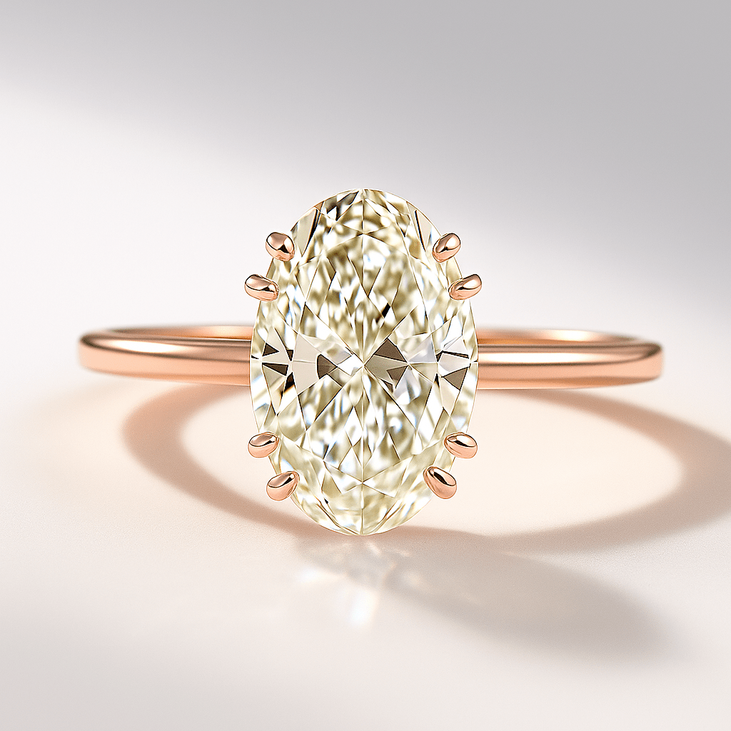 2 Carat Oval Cut 8 V Prongs Minimalist Engagement Ring - Evara Jewelry LLC