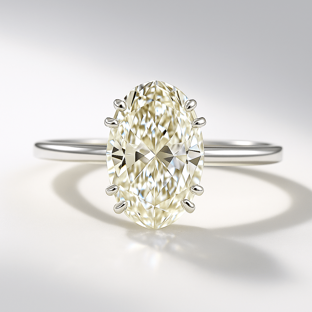 2 Carat Oval Cut 8 V Prongs Minimalist Engagement Ring - Evara Jewelry LLC