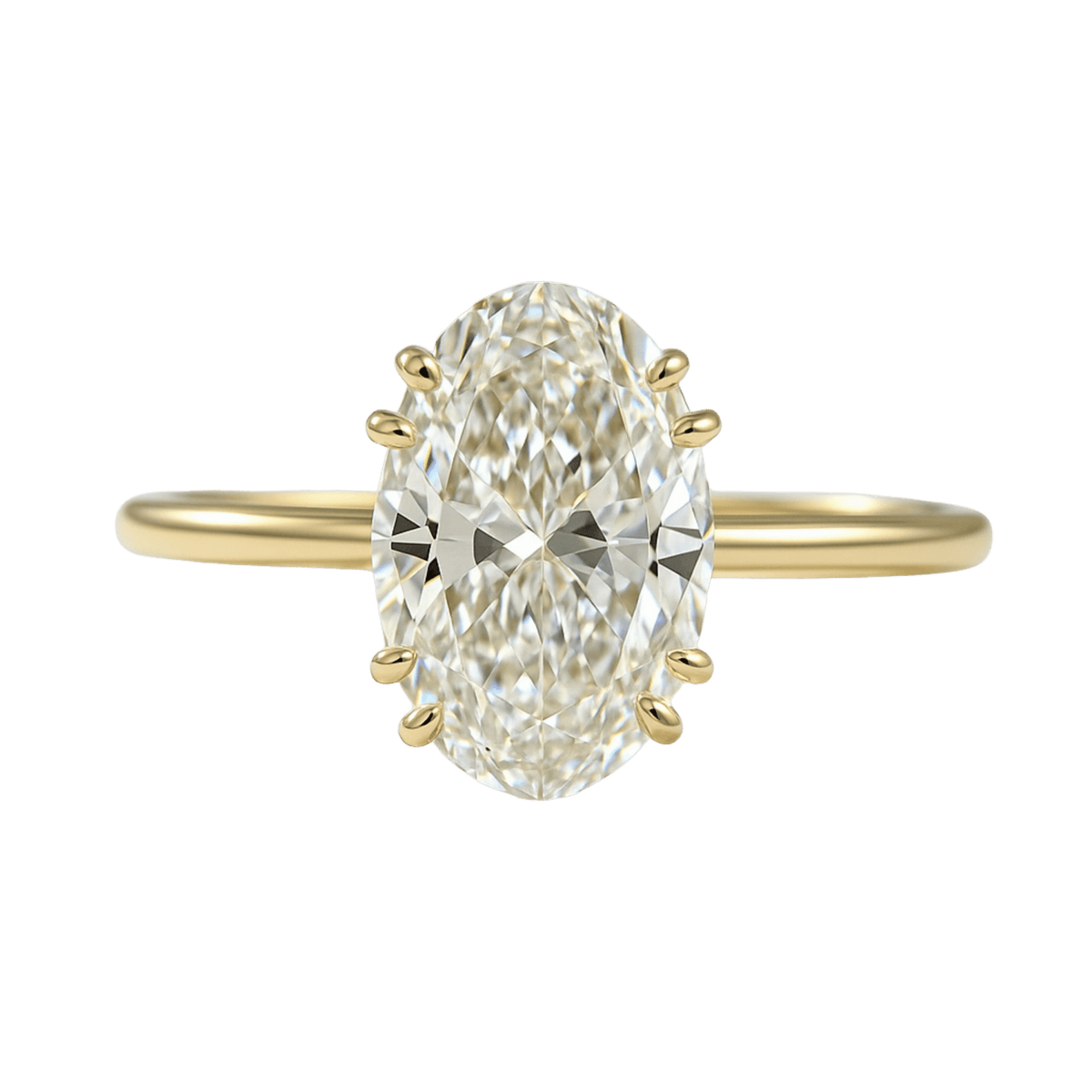 2 Carat Oval Cut 8 V Prongs Minimalist Engagement Ring - Evara Jewelry LLC