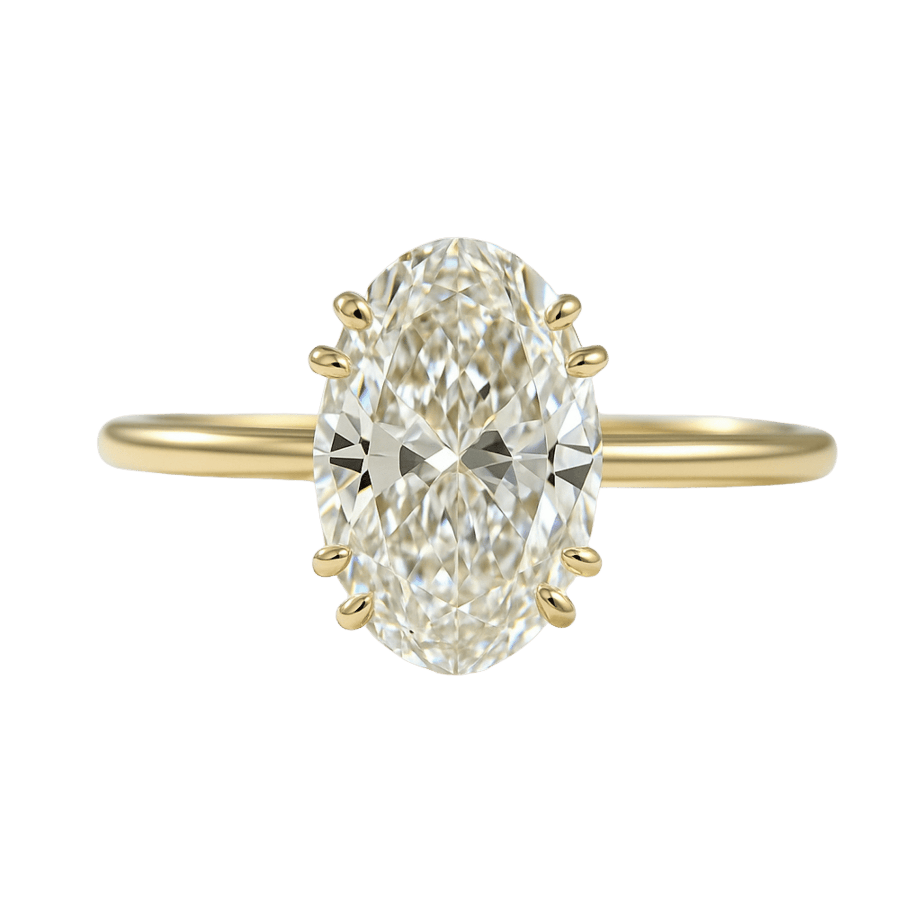 2 Carat Oval Cut 8 V Prongs Minimalist Engagement Ring - Evara Jewelry LLC