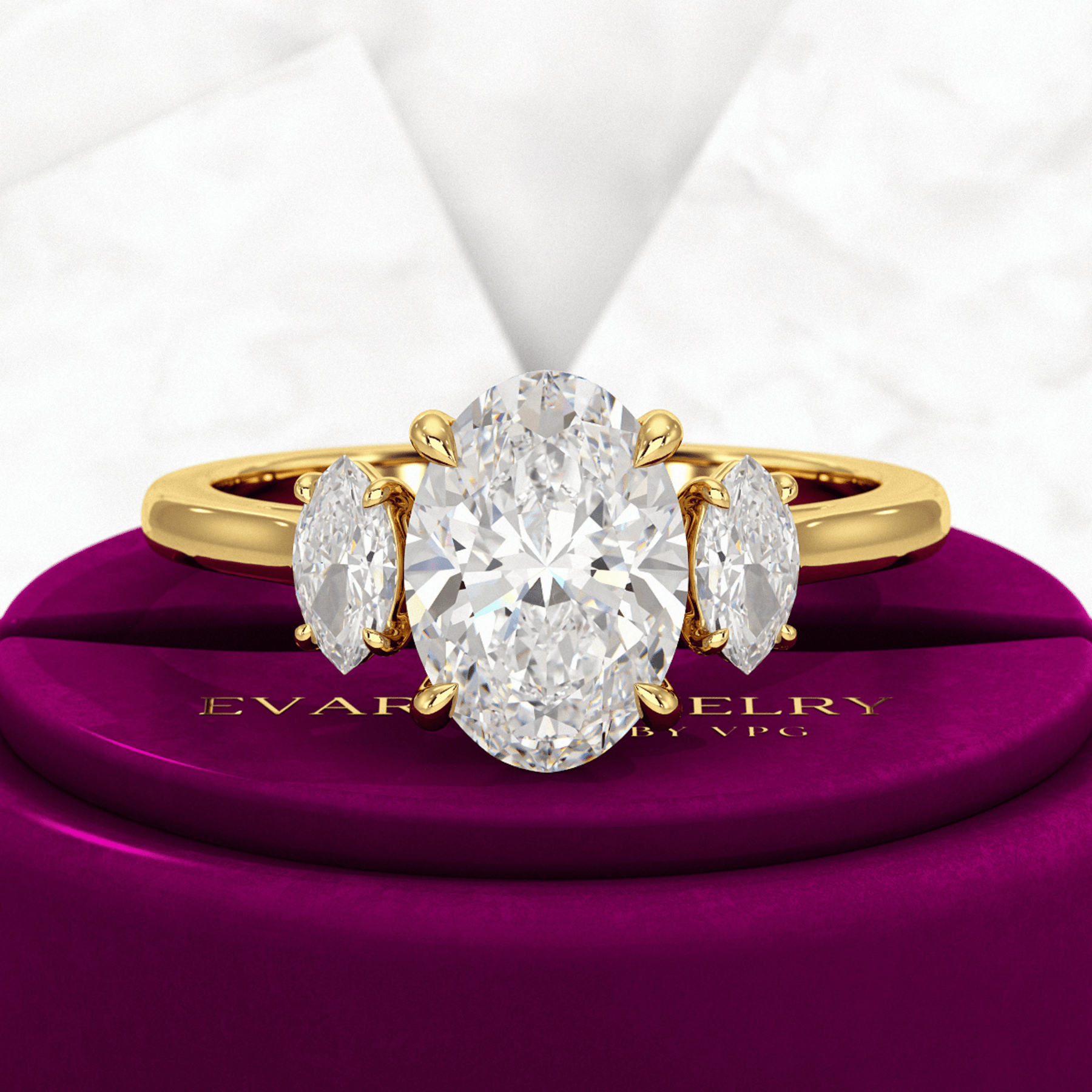 2 Carat Oval Cut Art Deco Engagement Ring - Evara Jewelry LLC