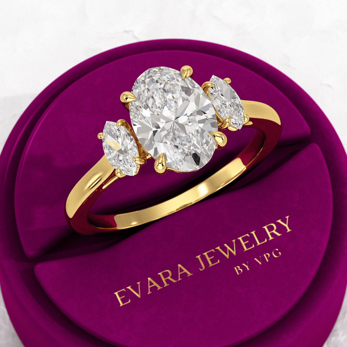 2 Carat Oval Cut Art Deco Engagement Ring - Evara Jewelry LLC
