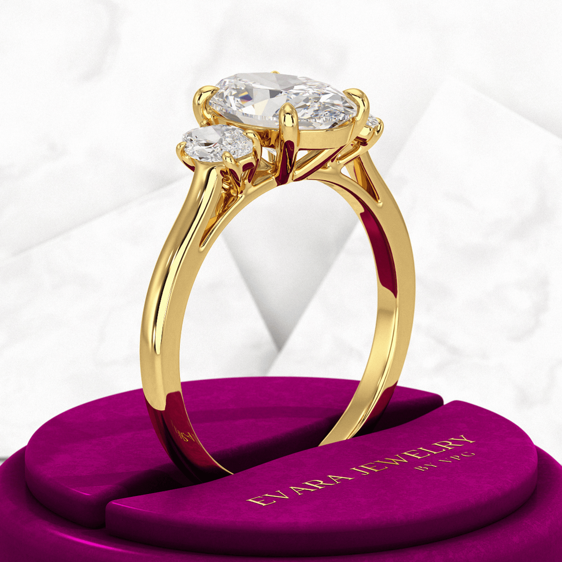 2 Carat Oval Cut Art Deco Engagement Ring - Evara Jewelry LLC