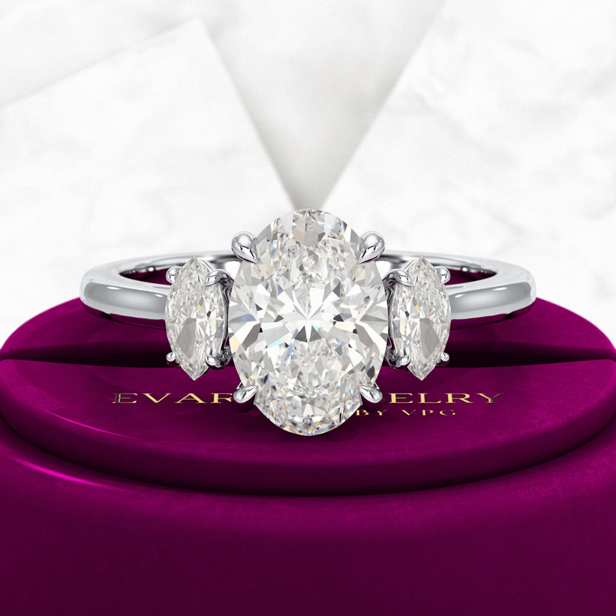 2 Carat Oval Cut Art Deco Engagement Ring - Evara Jewelry LLC